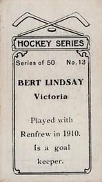1912-13 Imperial Tobacco Hockey Series (C57) #13 Bert Lindsay Back