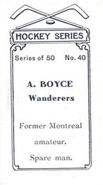 1912-13 Imperial Tobacco Hockey Series (C57) #40 A. Boyes Back