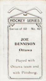1912-13 Imperial Tobacco Hockey Series (C57) #42 Joe Dennison Back