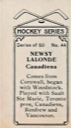 1912-13 Imperial Tobacco Hockey Series (C57) #44 Newsy Lalonde Back