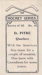 1912-13 Imperial Tobacco Hockey Series (C57) #45 Didier Pitre Back