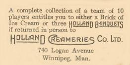 1924-25 Holland Creameries #6 R. J. Benson Back