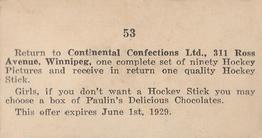 1926-27 Paulin Chambers (V128-2) #53 Jimmies, Calgary Back