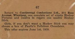 1926-27 Paulin Chambers (V128-2) #67 D. Yeatman Back