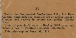 1926-27 Paulin Chambers (V128-2) #81 Everett McGowan Back