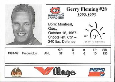 1992-93 Fredericton Canadiens (AHL) #NNO Gerry Fleming Back
