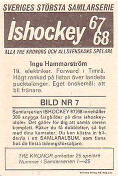 1967-68 Williams Ishockey (Swedish) #7 Inge Hammarstrom Back