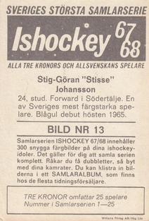 1967-68 Williams Ishockey (Swedish) #13 Stig Goran Johansson Back