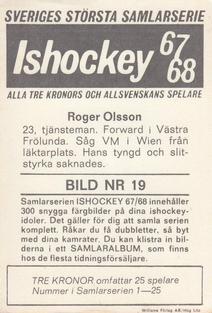 1967-68 Williams Ishockey (Swedish) #19 Roger Olsson Back