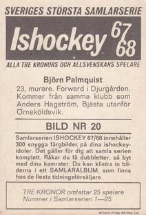 1967-68 Williams Ishockey (Swedish) #20 Bjorn Palmqvist Back
