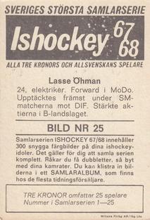 1967-68 Williams Ishockey (Swedish) #25 Lasse Ohman Back