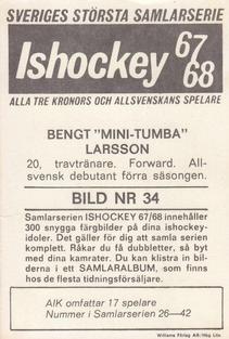 1967-68 Williams Ishockey (Swedish) #34 Bengt Larsson Back