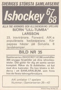 1967-68 Williams Ishockey (Swedish) #35 Bjorn Larsson Back