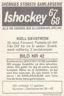 1967-68 Williams Ishockey (Swedish) #42 Kjell Savstrom Back