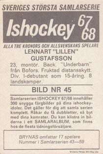 1967-68 Williams Ishockey (Swedish) #45 Lennart Gustafsson Back