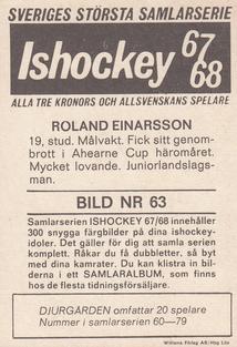 1967-68 Williams Ishockey (Swedish) #63 Roland Einarsson Back
