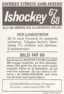 1967-68 Williams Ishockey (Swedish) #69 Per Lundstrom Back
