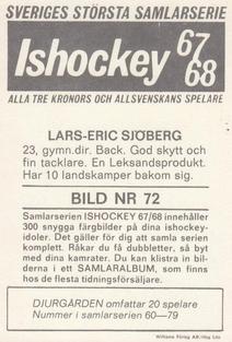 1967-68 Williams Ishockey (Swedish) #72 Lars-Erik Sjoberg Back