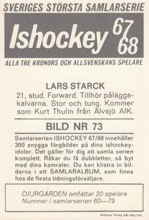 1967-68 Williams Ishockey (Swedish) #73 Lars Starck Back