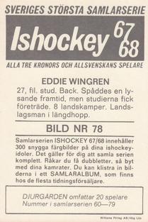 1967-68 Williams Ishockey (Swedish) #78 Eddie Wingren Back
