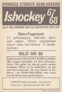1967-68 Williams Ishockey (Swedish) #88 Bjorn Fagerlund Back