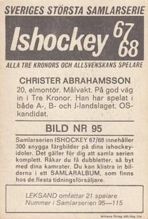 1967-68 Williams Ishockey (Swedish) #95 Christer Abrahamsson Back