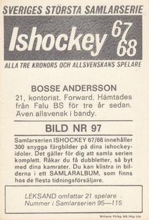 1967-68 Williams Ishockey (Swedish) #97 Bosse Andersson Back