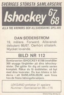 1967-68 Williams Ishockey (Swedish) #112 Dan Soderstrom Back