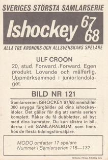 1967-68 Williams Ishockey (Swedish) #121 Ulf Croon Back