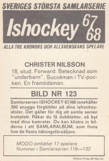 1967-68 Williams Ishockey (Swedish) #123 Christer Nilsson Back