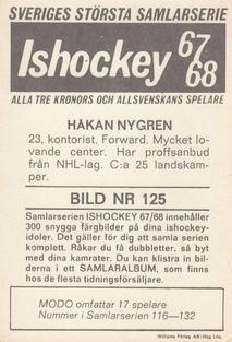 1967-68 Williams Ishockey (Swedish) #125 Hakan Nygren Back