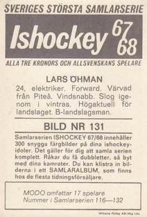 1967-68 Williams Ishockey (Swedish) #131 Lars Ohman Back