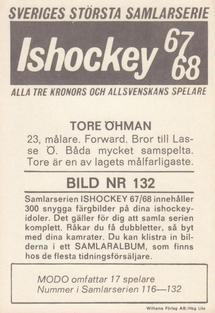 1967-68 Williams Ishockey (Swedish) #132 Tore Ohman Back