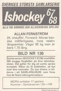 1967-68 Williams Ishockey (Swedish) #136 Allan Fernstrom Back