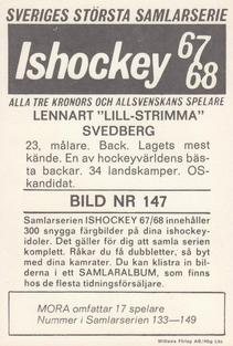 1967-68 Williams Ishockey (Swedish) #147 Lennart Svedberg Back
