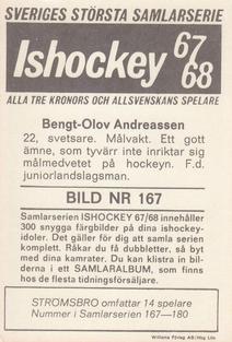 1967-68 Williams Ishockey (Swedish) #167 Bengt-Olov Andreasson Back