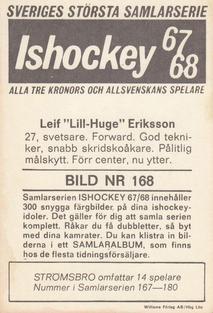 1967-68 Williams Ishockey (Swedish) #168 Leif Eriksson Back