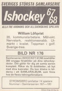1967-68 Williams Ishockey (Swedish) #176 William Löfqvist Back