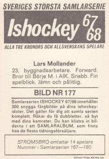 1967-68 Williams Ishockey (Swedish) #177 Lars Molander Back