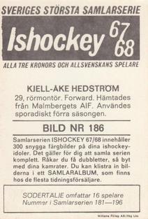 1967-68 Williams Ishockey (Swedish) #186 Kjell-Ake Hedstrom Back