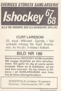 1967-68 Williams Ishockey (Swedish) #189 Curt Larsson Back