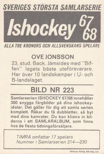 1967-68 Williams Ishockey (Swedish) #223 Ove Jonsson Back