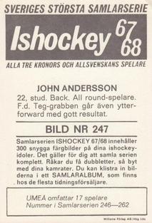 1967-68 Williams Ishockey (Swedish) #247 John Andersson Back
