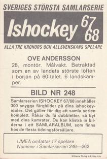 1967-68 Williams Ishockey (Swedish) #248 Ove Andersson Back