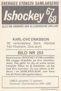 1967-68 Williams Ishockey (Swedish) #253 Karl-Olof Eriksson Back