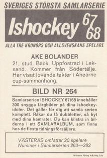 1967-68 Williams Ishockey (Swedish) #264 Ake Bolander Back