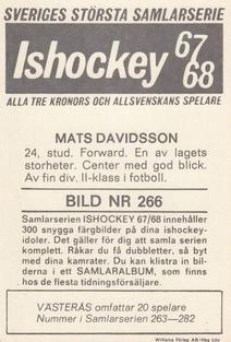1967-68 Williams Ishockey (Swedish) #266 Mats Davidsson Back