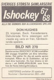 1967-68 Williams Ishockey (Swedish) #270 Don Hughes Back