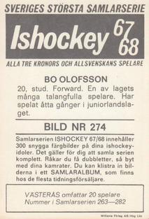 1967-68 Williams Ishockey (Swedish) #274 Bo Olofsson Back