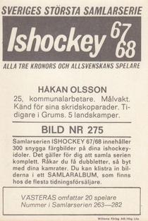 1967-68 Williams Ishockey (Swedish) #275 Hakan Olsson Back